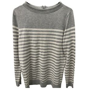 Talbots Gray and White Striped Mockneck Sweater M NWT